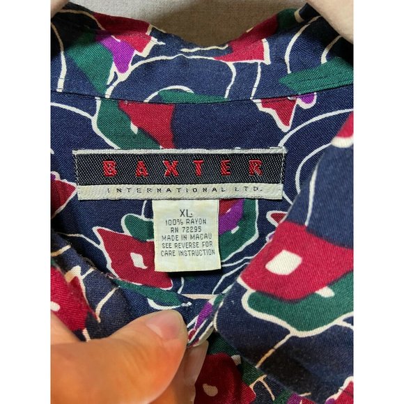 Baxter International Button Up Shirt Adult XL Red Blue Green Purple Casual Mens. - Picture 4 of 8